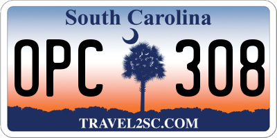 SC license plate OPC308