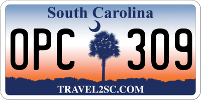 SC license plate OPC309