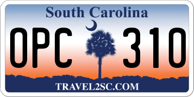SC license plate OPC310