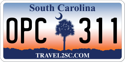 SC license plate OPC311