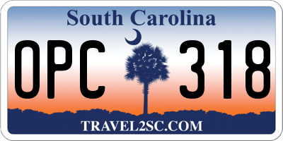 SC license plate OPC318