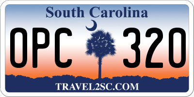 SC license plate OPC320