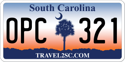 SC license plate OPC321