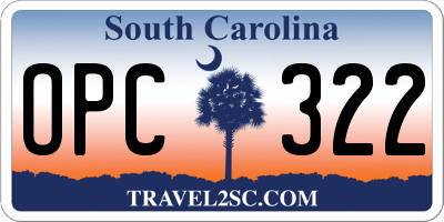 SC license plate OPC322