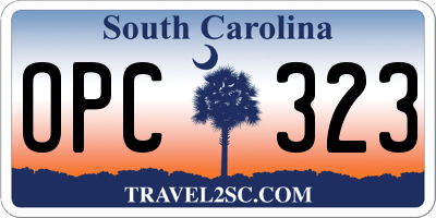SC license plate OPC323