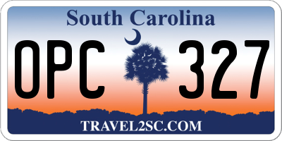 SC license plate OPC327