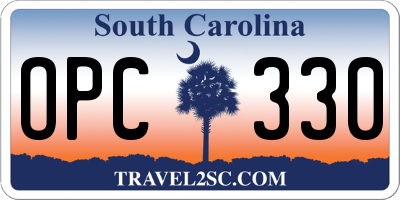 SC license plate OPC330