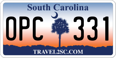 SC license plate OPC331