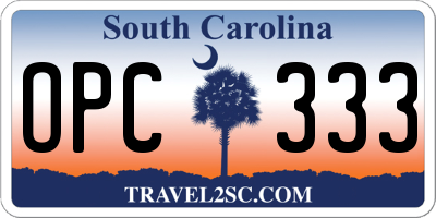SC license plate OPC333