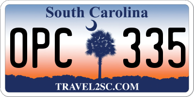 SC license plate OPC335