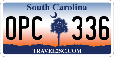 SC license plate OPC336