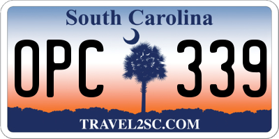 SC license plate OPC339