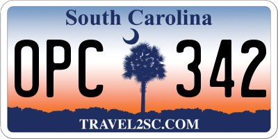 SC license plate OPC342