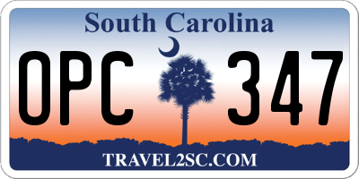 SC license plate OPC347