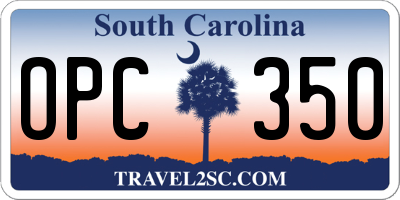 SC license plate OPC350