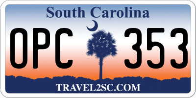 SC license plate OPC353