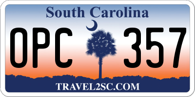 SC license plate OPC357