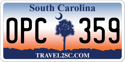 SC license plate OPC359