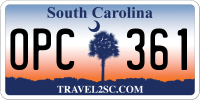 SC license plate OPC361
