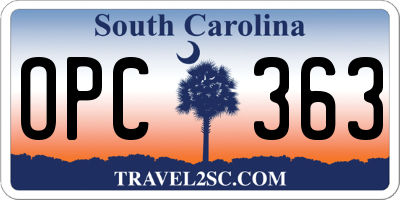 SC license plate OPC363