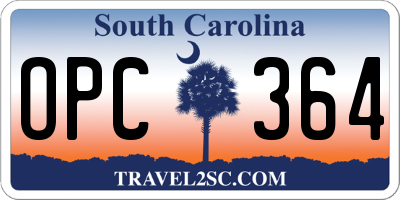 SC license plate OPC364