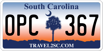 SC license plate OPC367