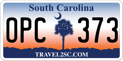 SC license plate OPC373