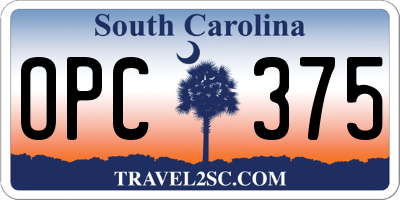 SC license plate OPC375