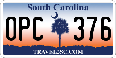 SC license plate OPC376