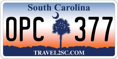 SC license plate OPC377