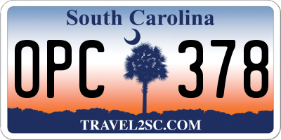 SC license plate OPC378