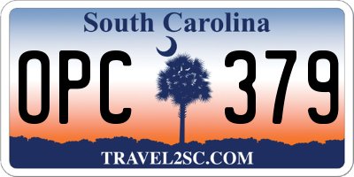 SC license plate OPC379