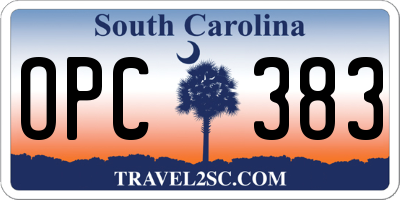 SC license plate OPC383