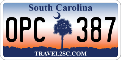 SC license plate OPC387