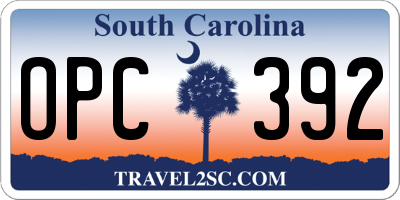 SC license plate OPC392