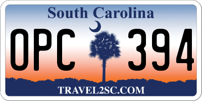 SC license plate OPC394