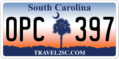 SC license plate OPC397