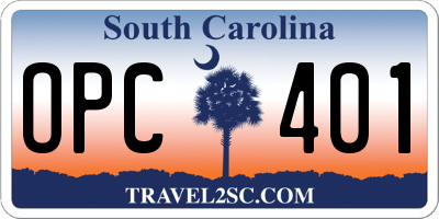 SC license plate OPC401