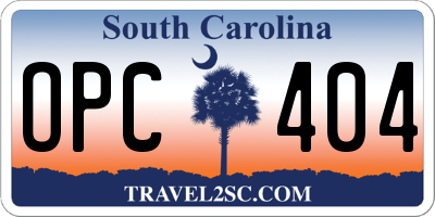 SC license plate OPC404