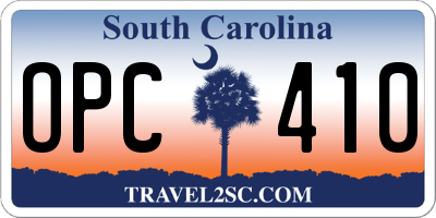 SC license plate OPC410
