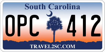 SC license plate OPC412
