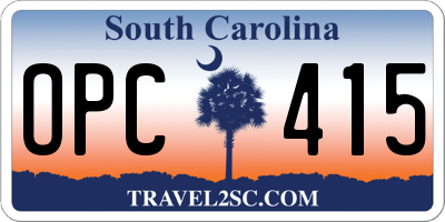 SC license plate OPC415