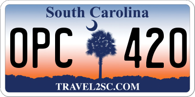 SC license plate OPC420
