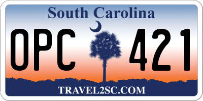 SC license plate OPC421