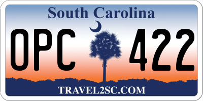 SC license plate OPC422