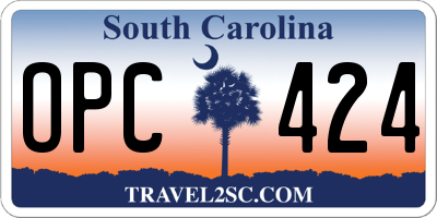 SC license plate OPC424
