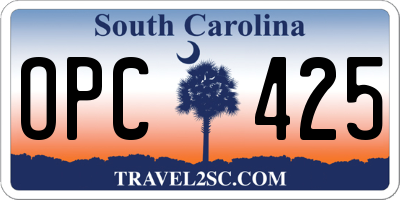 SC license plate OPC425