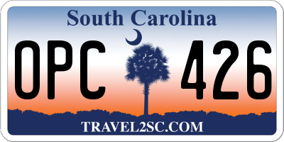 SC license plate OPC426