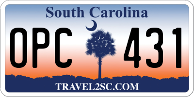 SC license plate OPC431