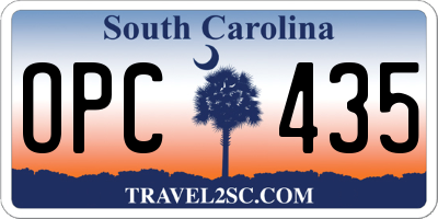 SC license plate OPC435
